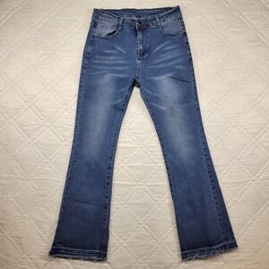 Unbranded raw hem flare leg blue jeans‎ size L waist 29"